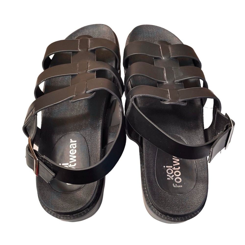 Koi Womens‎ Black Strappy Chunky Heel Sandals Size 9 - Picture 5 of 9